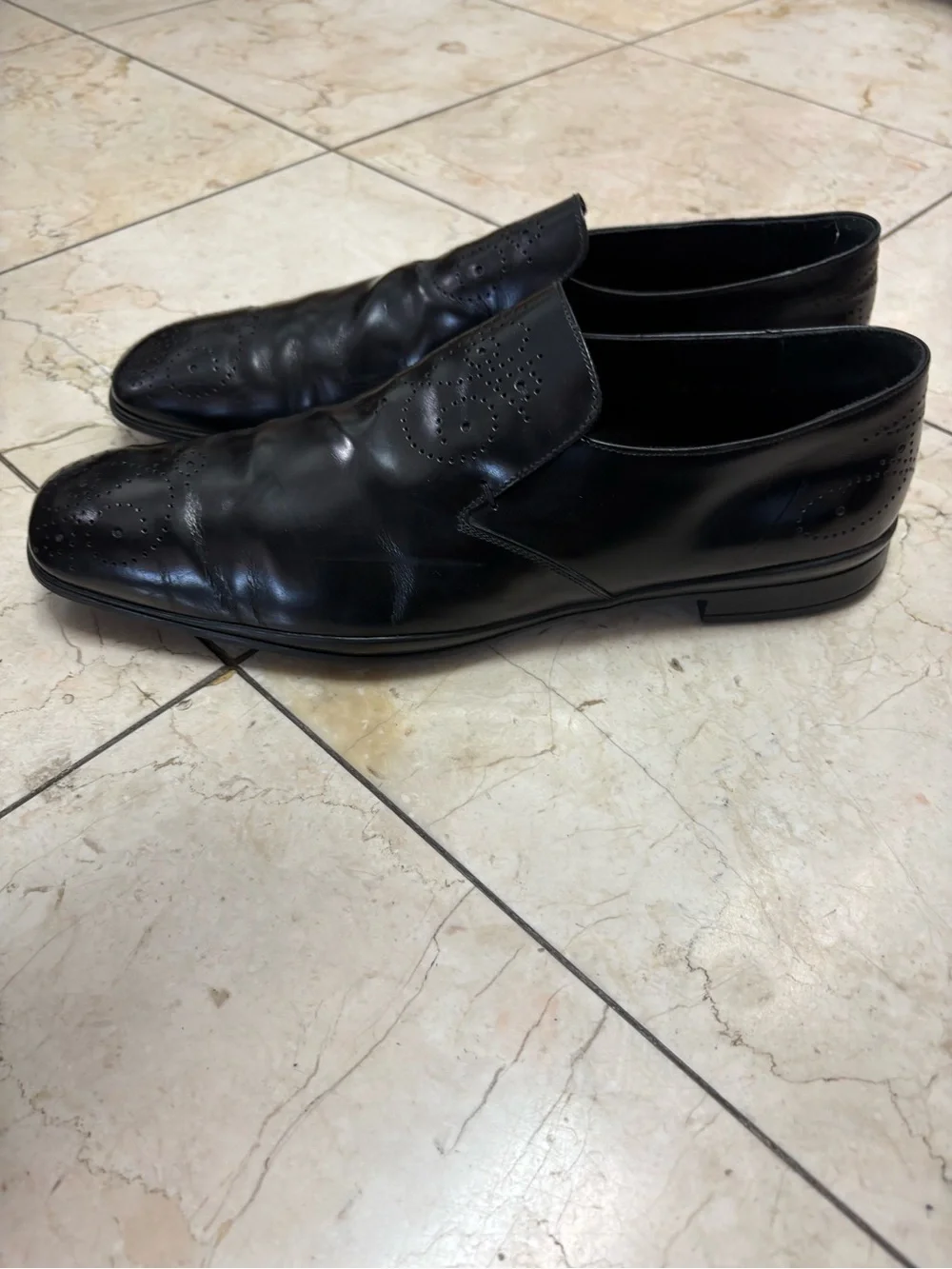 Prada Men's Black Leather Slip-On Dress Shoes